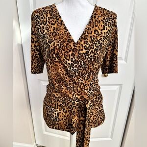 Leopard Print Wrap Top (M/L)